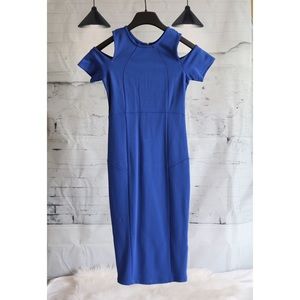 Felicity & Coco - Blue Shoulder Cutout Midi Dress
